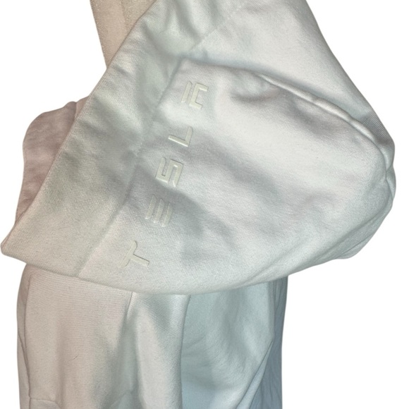 Tesla White Hooded Cropped Sweatshirt - Picture 4 of 7